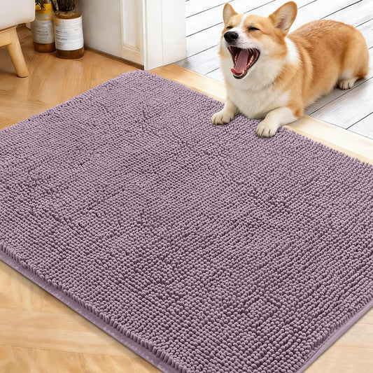 OLANLY Dog Door Mat - Absorbent Non-Slip Washable Mud Mat for Indoor Use | 40x32 Deep Plum Color
