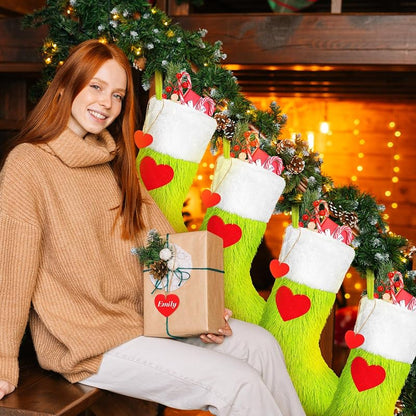Cozypower 6-Piece Green Christmas Stocking Set – 18 Inch Faux Fur Holiday Stockings (Variation: 6)