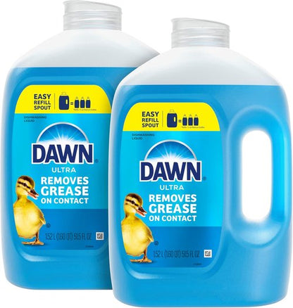 Dawn Ultra Dish Soap Refill - Powerful Blue Liquid Detergent for Grease | 51.5oz (Pack of 2)