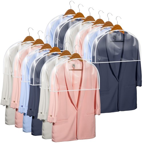 Clear Vinyl Shoulder Covers Closet Suit Protects Storage Home Decor Set of 12, 12"H x 22"W x 2"D