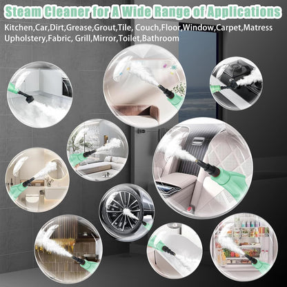 Skiennix Handheld Steam Cleaner - Portable Touch Screen Steamer for Home & Car Detailing | Green