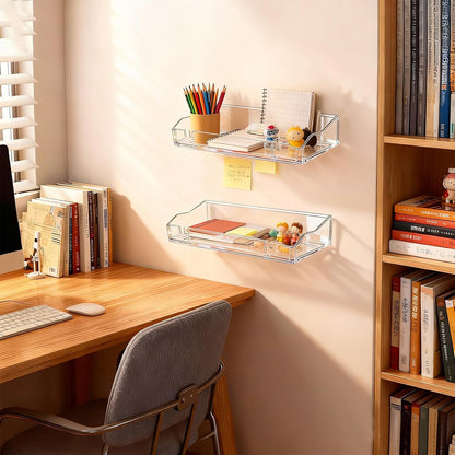 Upsimples Clear Acrylic Floating Shelves - Stylish Wall Organizer for Living Room, Bedroom & Kitchen
