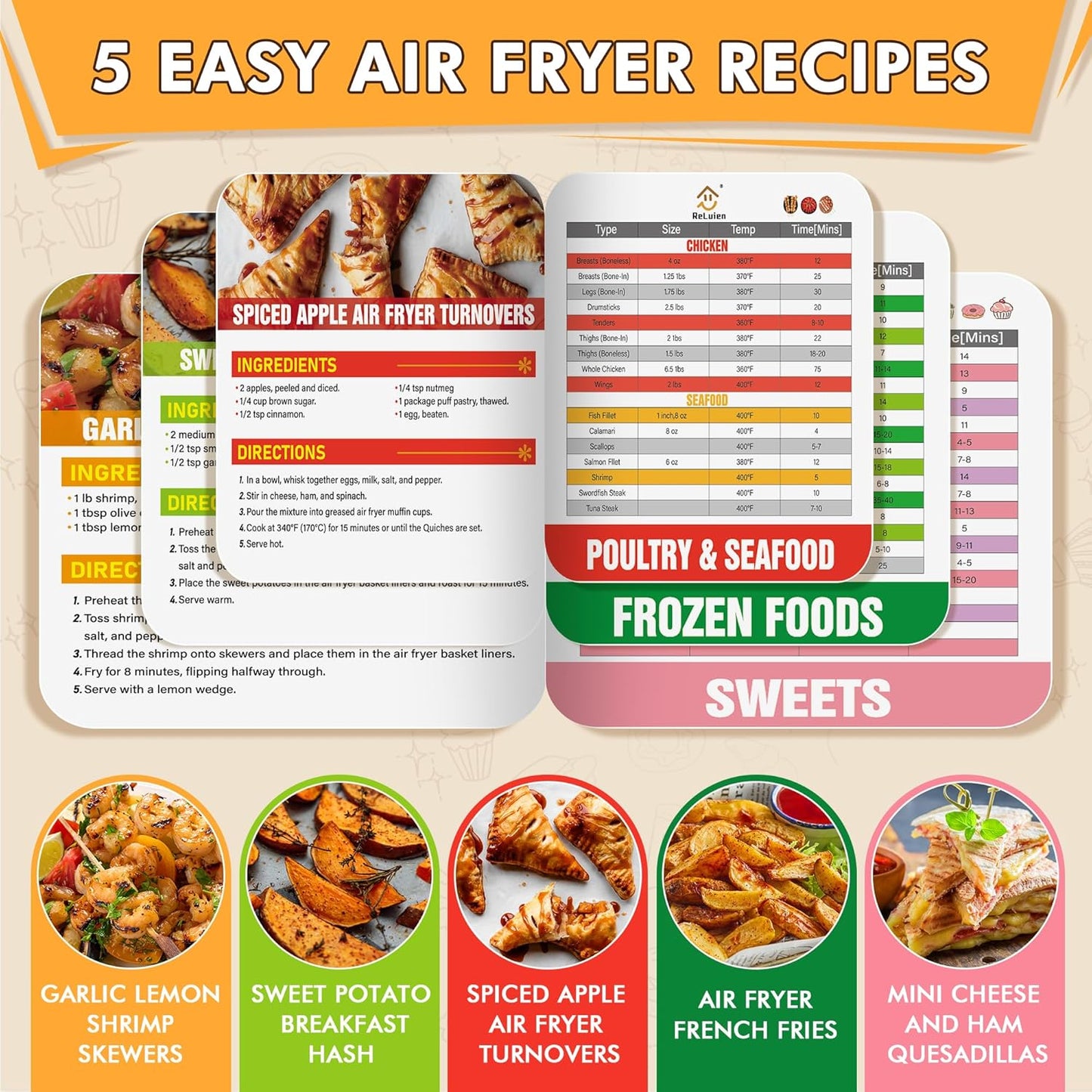 Skiennix Air Fryer Liners - 125 Pcs Non-Stick Parchment Paper | 8-Inch with Cooking Guide Booklet