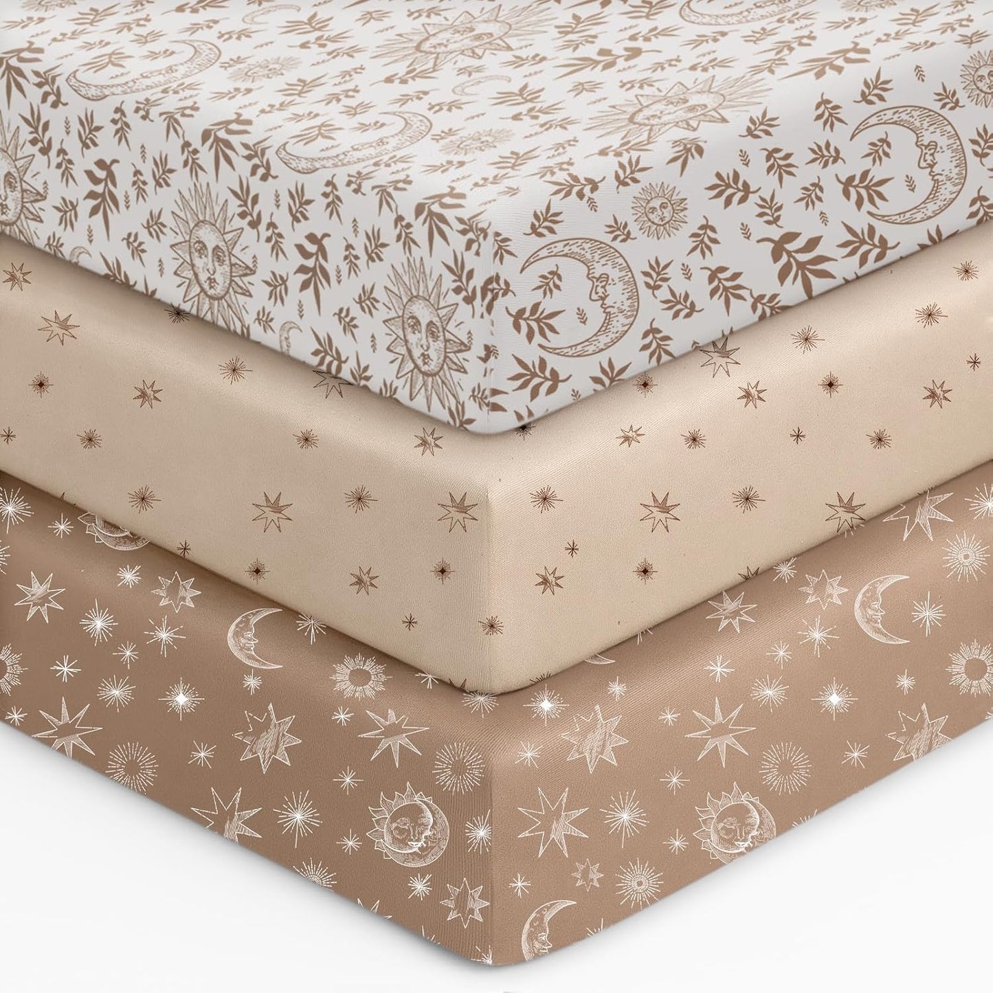 Unnivoll Fitted Baby Crib Sheets - Soft Microfiber 3-Pack for Standard Crib & Toddler Mattress | Neutral Colors 28x52x8in