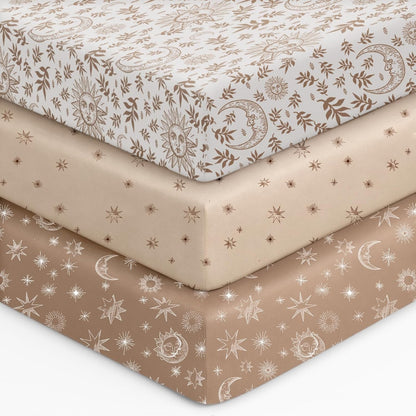 Unnivoll Fitted Baby Crib Sheets - Soft Microfiber 3-Pack for Standard Crib & Toddler Mattress | Neutral Colors 28x52x8in