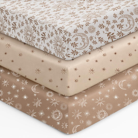 Unnivoll Fitted Baby Crib Sheets - Soft Microfiber 3-Pack for Standard Crib & Toddler Mattress | Neutral Colors 28x52x8in