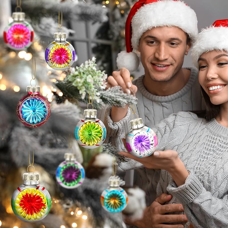 Elegant 9 Pcs 65mm Glass Christmas Ornaments - Retro Hemisphere Multicolor Set