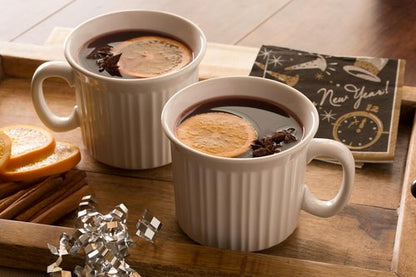 CorningWare 20oz Ceramic Meal Mugs - 2-Pack with BPA-Free Vented Lids | Classic French White