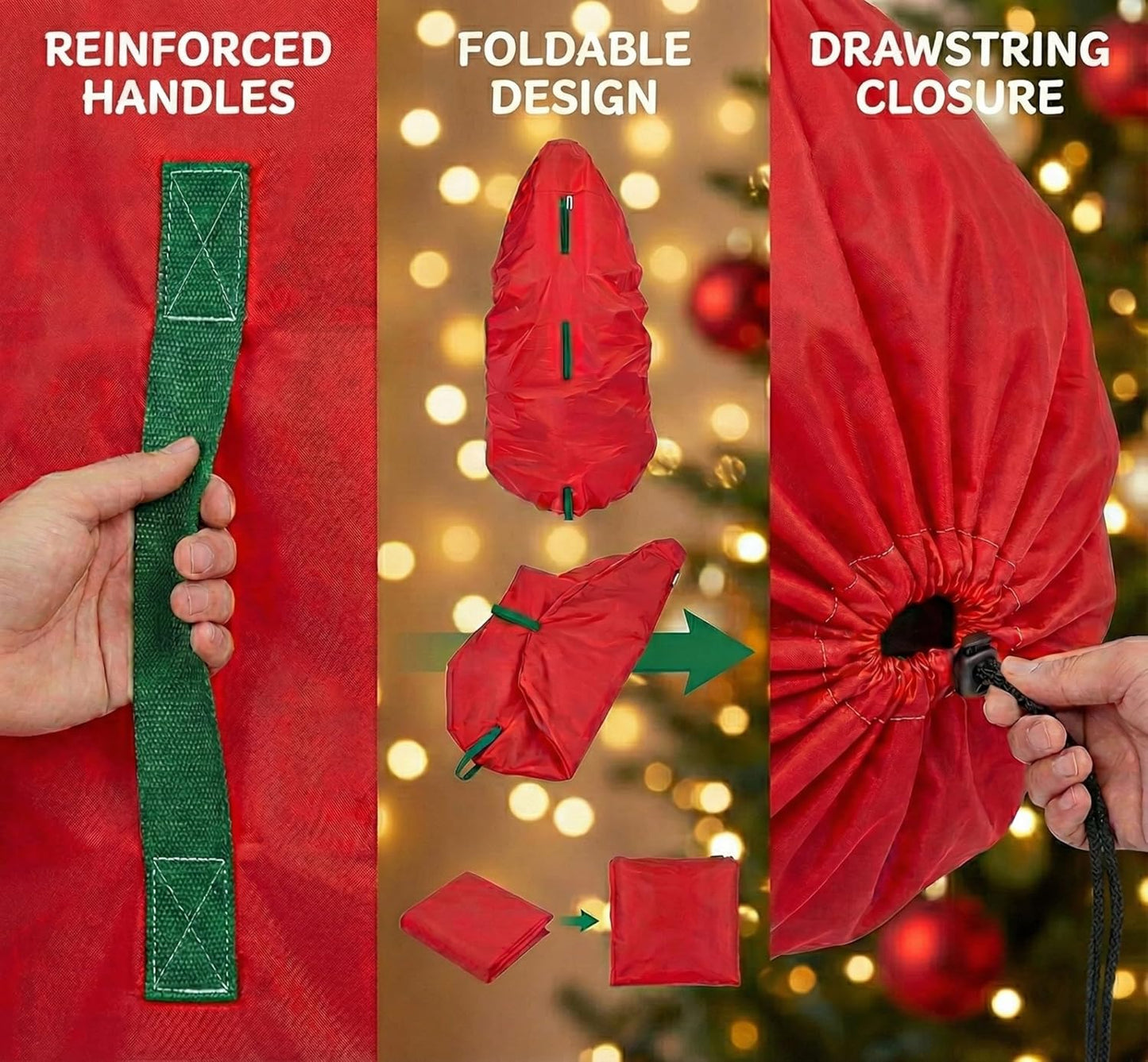 Upright Christmas Tree Storage Bag - Durable Dustproof Cover for 7 Ft Artificial Trees | Easy-Use Red Holiday Storage