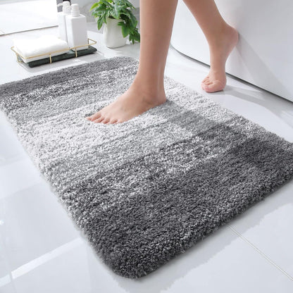 OLANLY U-Shaped Grey Rug Set - Soft Bath Mat & Toilet Rug Bundle | Low Pile, Non-Slip, Machine Washable