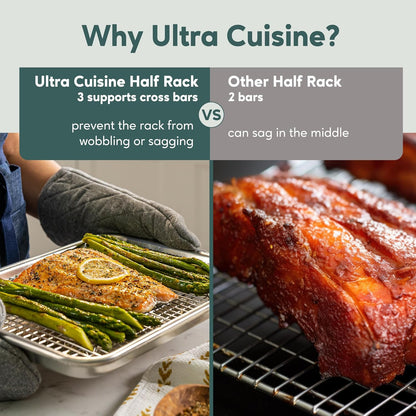 Ultra Cuisine Cooling & Baking Rack Set - Oven-Safe, Dishwasher-Safe Stainless Steel - 8.5x12, Set of 2