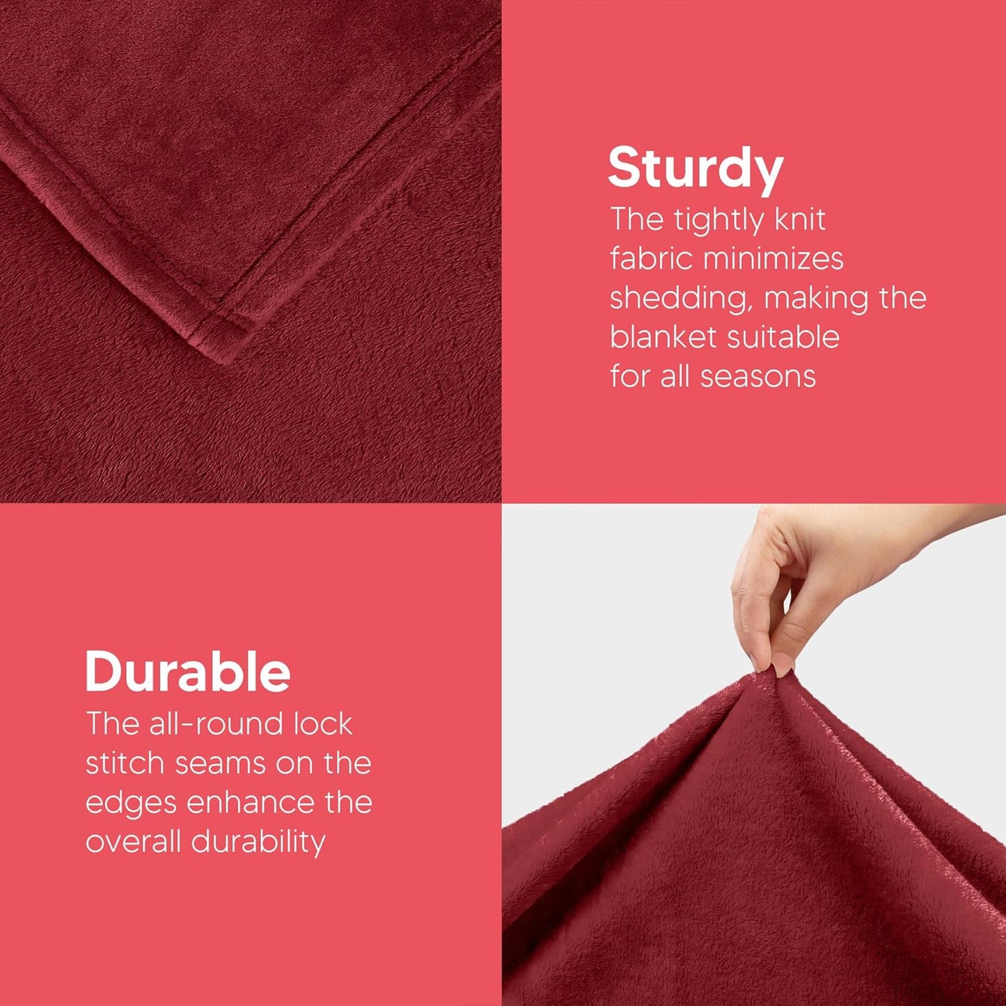 Utopia Bedding Fleece Blanket - Luxury Burgundy Queen Size Microfiber | Soft, Anti-Static 300GSM (90x90 Inch)