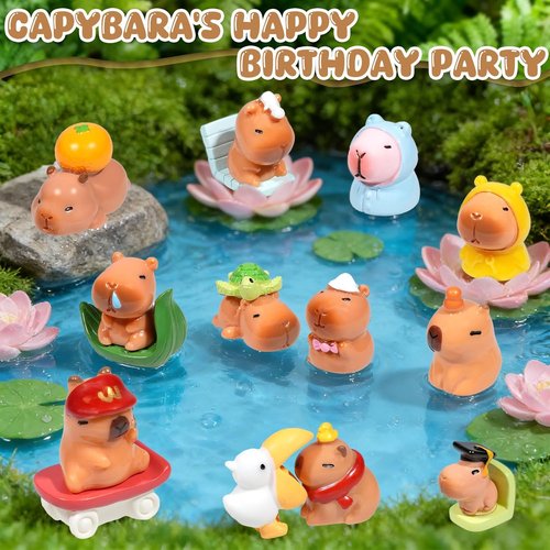 Exasinine Miniature Capybara Figurines - 26pcs Resin Set for DIY Fairy Garden Decor | Home & Party Decorations