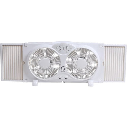 Genesis Twin Fan High Velocity Reversible AirFlow Fan, LED Indicator Lights Adjustable Thermostat & Max Cool Technology, ETL Certified, White (A1WINDOWFAN)