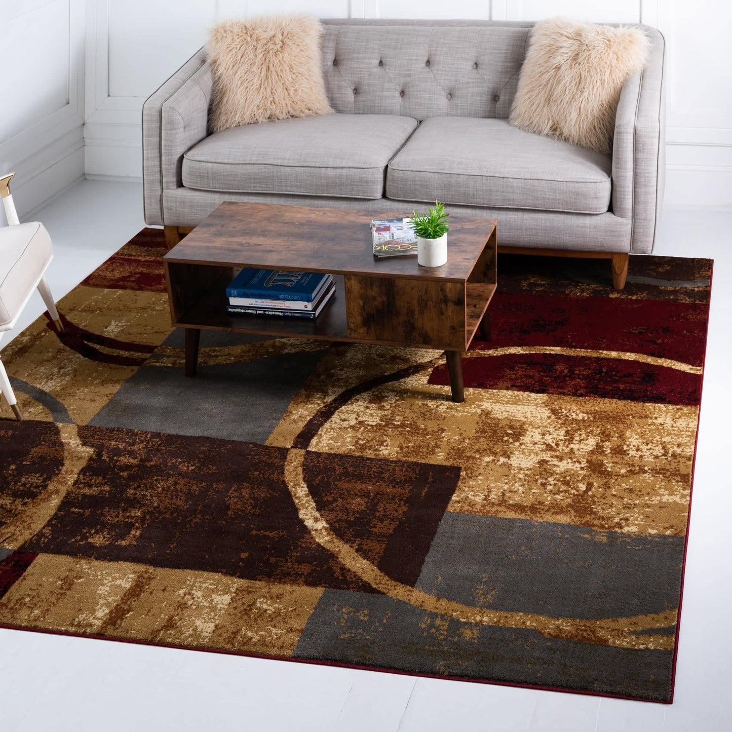 Unique Loom Barista Collection Area Rug - Kouillou (7' 10" Square, Multi/ Brown)