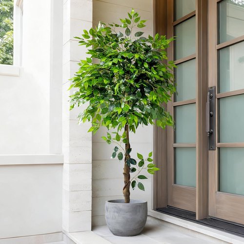 Erimda 5ft Artificial Ficus Tree - Realistic Faux Silk Plant for Home Decor | Indoor Living Room & Office