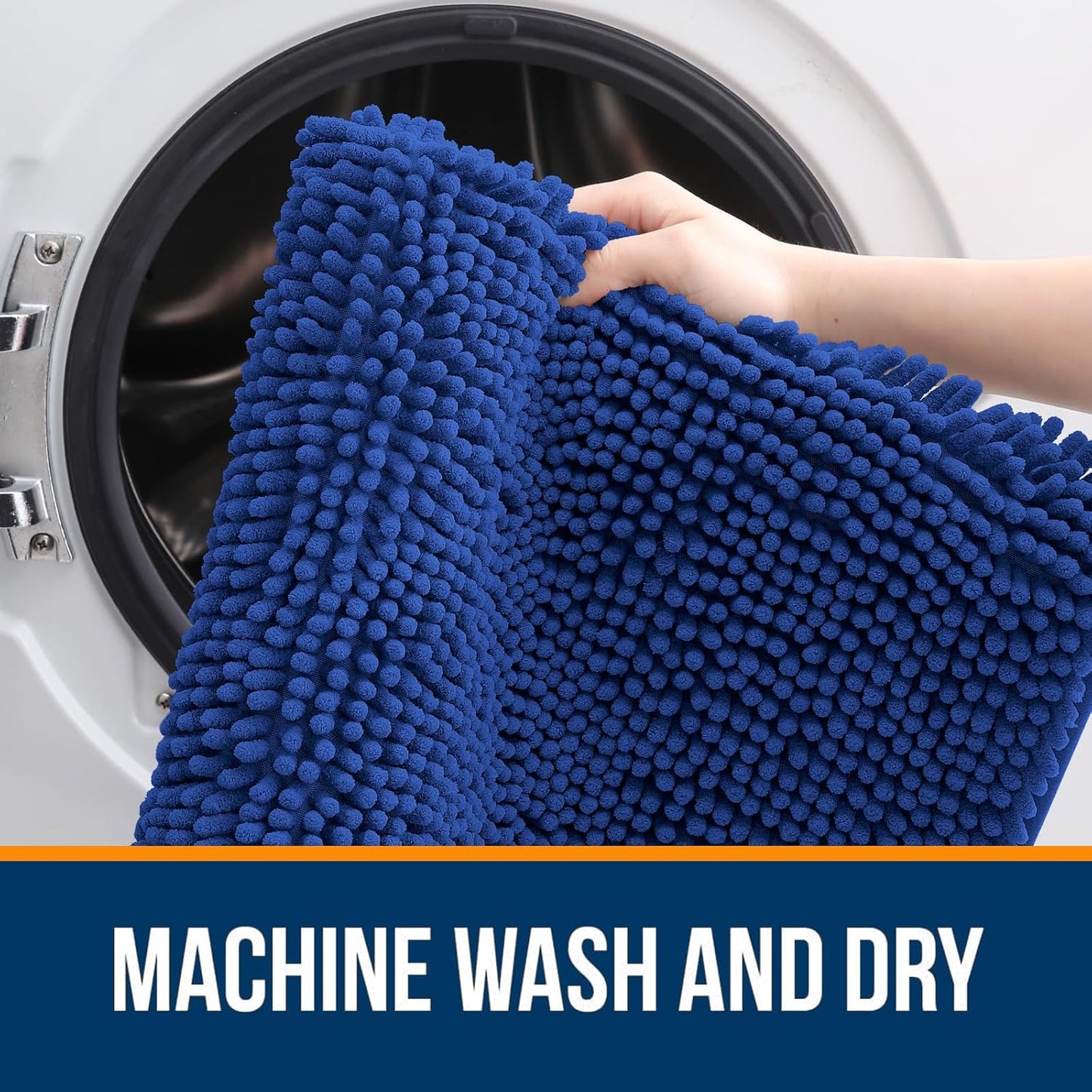 OLANLY Bathroom Runner Rugs - Soft Absorbent Chenille Bath Mats | Quick Dry, Machine Washable, 47x20 Royal Blue