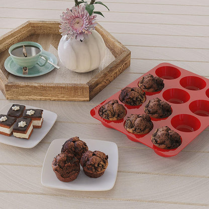 SILIVO Silicone Muffin Pans - Nonstick 12-Cup Baking Molds for Muffins, Cupcakes & Egg Bites | 2-Pack, 2.5 Inch