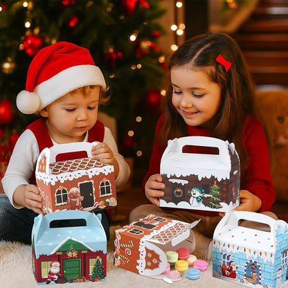 Patimate 24 Pack Christmas Cookie Boxes with Handles - 4 Styles Gift Boxes V03