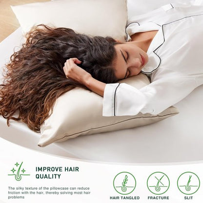 Love's Cabin Satin Pillowcase Set - Cooling Standard Size 20x26 for Hair & Skin | Silky Smooth Beige