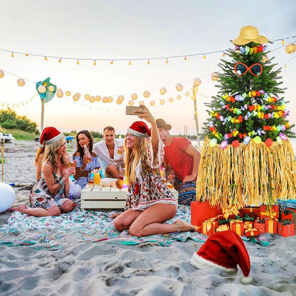 Hawaiian Christmas Tree Decoration Set - 4 Pcs Tropical Holiday Ornaments