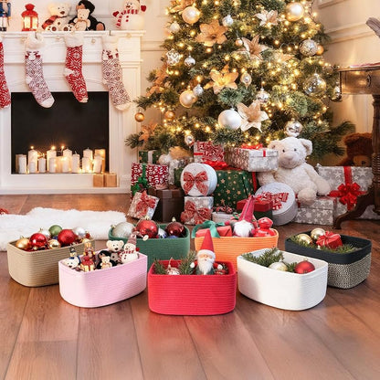 3 Pack Small Storage Baskets for Organizing - 11.8 x 7.8 x 5.1 in, Christmas Red - Variation: Red+11.8"L×7.8"W×5.1"H