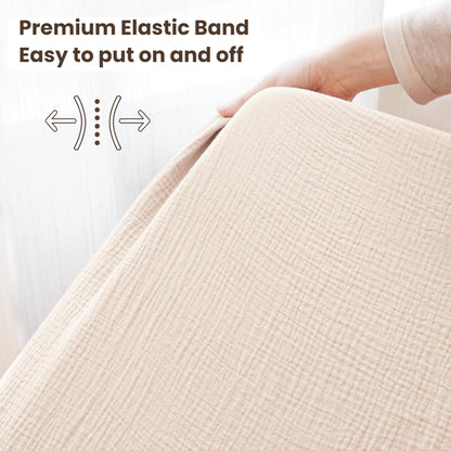 Konssy Muslin Crib Sheets for Boys, Soft Cotton Neutral Baby Sheets for Standard Crib Mattress 2 Pack, 52"x28" (Fog Green,Cream)