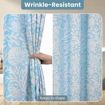 Drifted Root Coastal Loft Series Matelassé Jacquard Shower Curtain, Soft Touch, Metal Hooks, Detachable Liner & Weighted Magnets, Water-Repellent Bath Curtain (Ocean Mist Blue, 72"W x 84"L(Pack of 1))