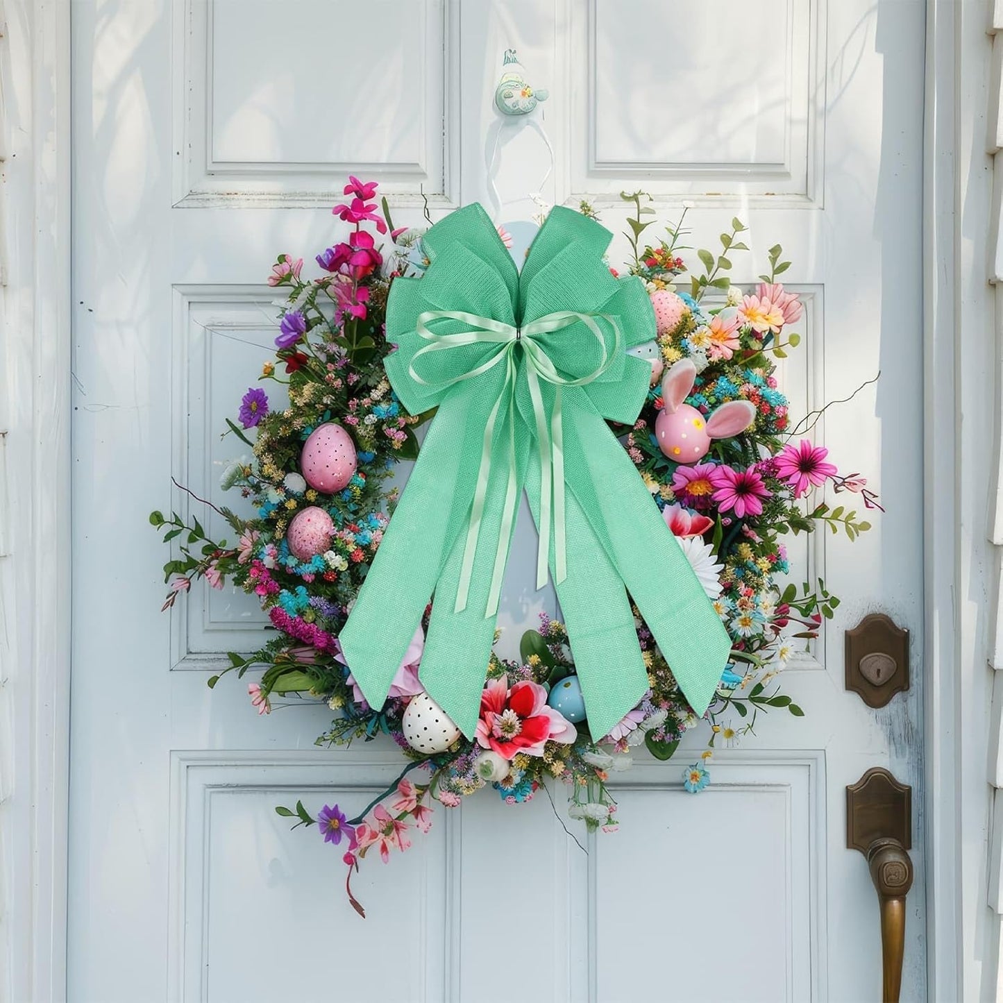 YKW Large Mint Green Burlap Bow - 20x11 Inch Spring & Easter Wreath Decor | Indoor/Outdoor Ornaments