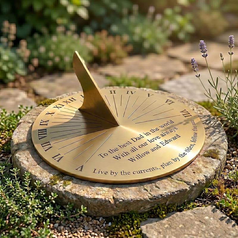 Personalised Brass Garden Sundial Clock 10 Inch – Custom Engraved Outdoor Roman Numerals