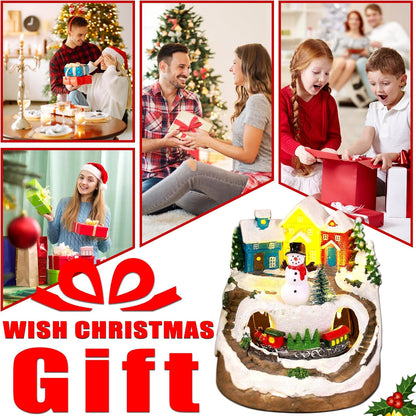 Regine Switzerland Musical Resin Snowman Figurines - LED Spinning Train Holiday Decor | Collectible Indoor Ornaments