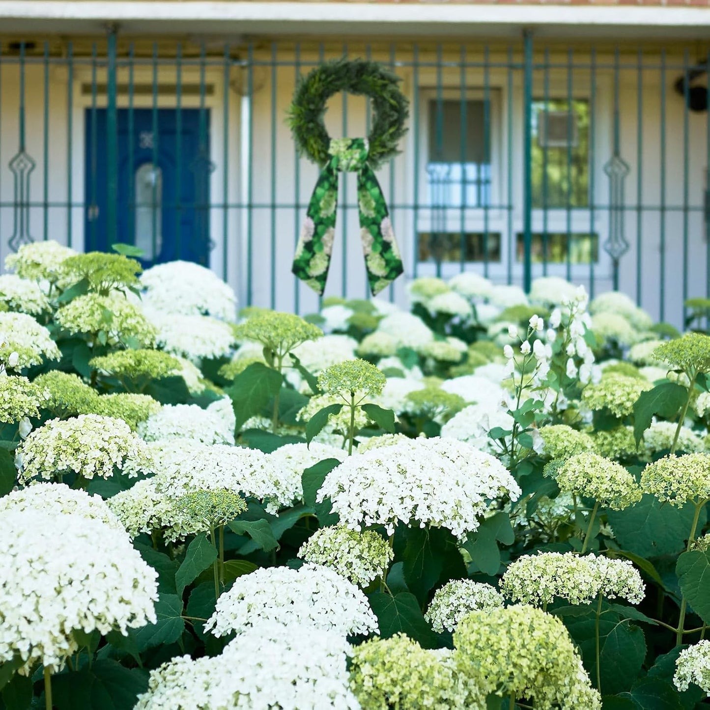 Skiennix Wreath Sash - Satin Blank Sash for Front Door Decor | Indoor/Outdoor Use (White & Green)