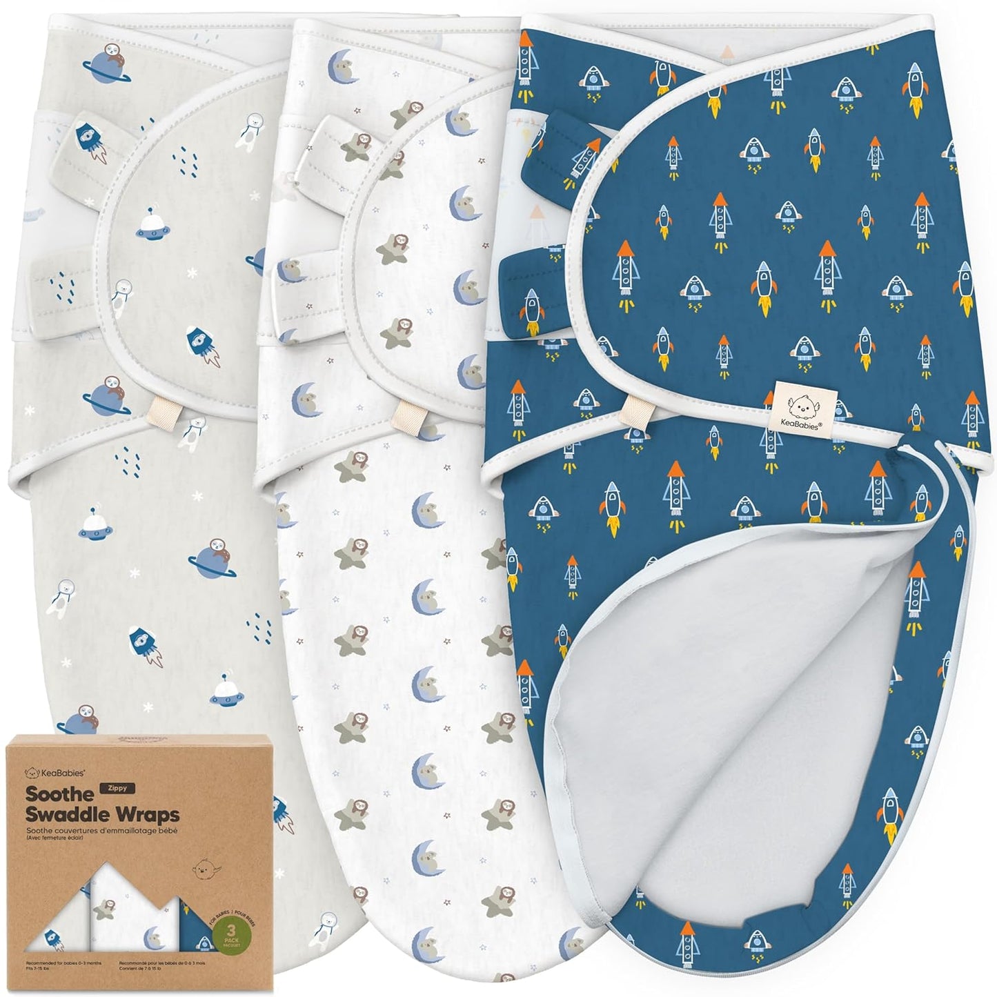 Skiennix Baby Swaddle Sleep Sacks - Soft & Durable 3-Pack for Newborns 0-3 Months | Easy Diaper Change