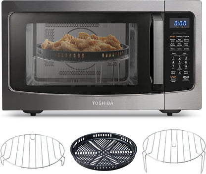 Toshiba Air Fryer Combo - 4-in-1 Countertop Microwave Oven with Smart Sensor & Convection | 1.5 Cu Ft, Black