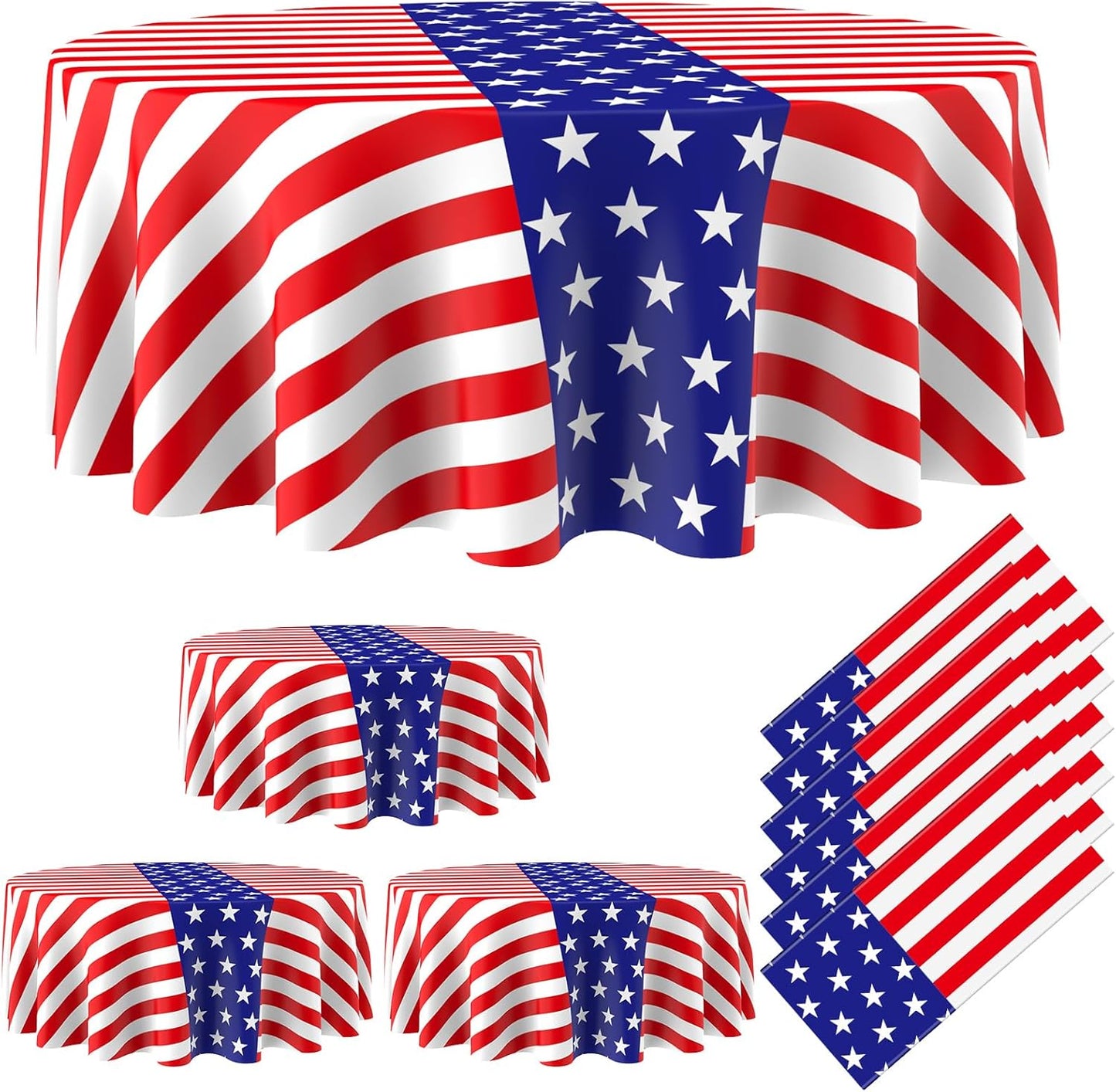 Oudain 6 Pcs American Flag Tablecloths - 84 Inch Disposable Patriotic Covers for Veterans Day & 4th of July