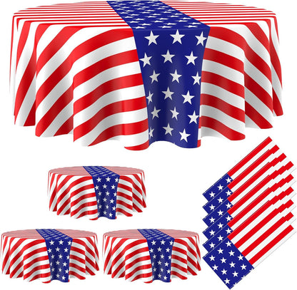 Oudain 6 Pcs American Flag Tablecloths - 84 Inch Disposable Patriotic Covers for Veterans Day & 4th of July