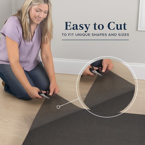 Veken 8x10 Ft Rug Pad Gripper for Hardwood Floors, Non Slip Black Rug Pads for Area Rugs, Thick Rug Grippers for Tile Floors, Under Carpet Anti Skid Mat, Keep Your Rugs Safe and in Place