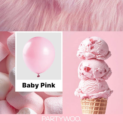 PartyWoo Baby Pink Balloons - 155-Piece Arch Kit with Various Sizes for Baby Shower & Birthday Decor