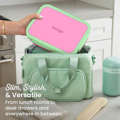 Bentgo Stainless Steel Lunch Box with 3 Compartments, 4.3 Cup Capacity, Leak-Proof Lid - Strawberry