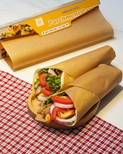 24/7 Bags Parchment Paper Roll - 150 Sq Ft Non-Stick Unbleached Food Safe with Serrated Cutter