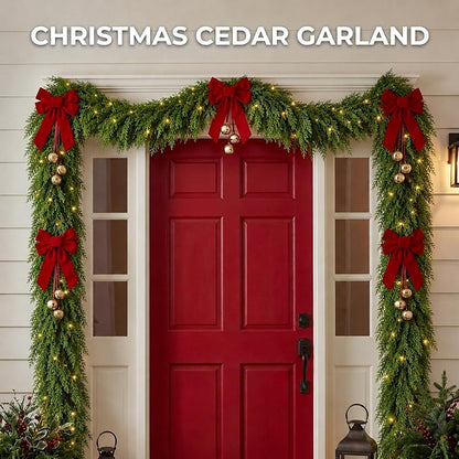 9ft Christmas Cedar Garland - Real Touch Pine Garland for Mantle (1 Pack) - Variation of THIS listing