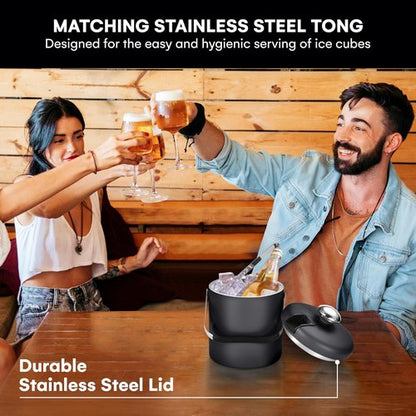 flybold Small Ice Bucket for Parties - Ice Bucket with Lid for Cocktail Bar - Double Walled Ice Container - Portable Chiller Bin Basket - Insulated Wine Buckets for Indoor or Outdoor - Ice Cube Holder
