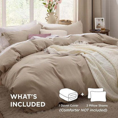 Bedsure Light Brown Duvet Cover Set - Extra Soft Twin/Twin XL Bedding with Zipper Closure & Pillow Sham