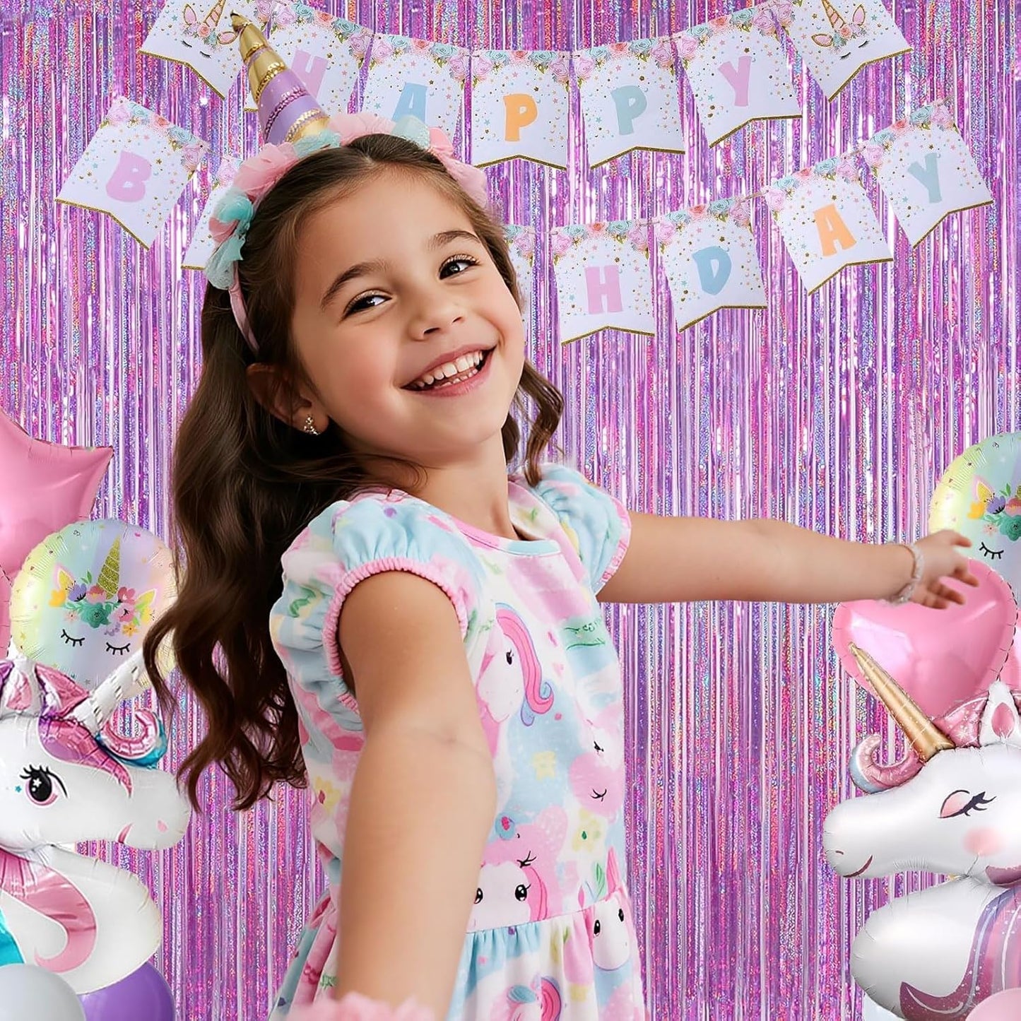 Shimmering Purplish Pink Foil Fringe Curtains - Tinsel Backdrop for Parties & Events | Perfect for Weddings, Baby Showers, Birthdays