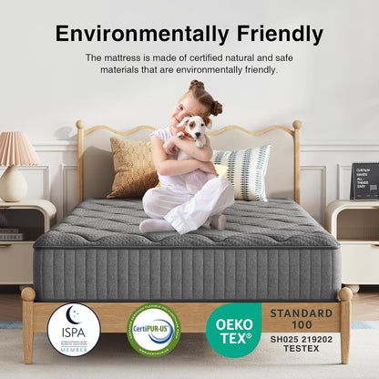 Novilla Twin Hybrid Mattress - 8 Inch Gel-Infused Memory Foam & Pocketed Coils for Back Pain Relief | CertiPUR-US Certified