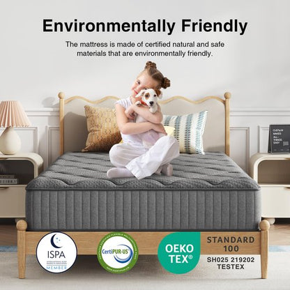 Novilla 8 Inch Twin Size Mattress,Twin Hybrid Mattress for Kids with Pocketed Coils & Gel-Infused Memory Foam for Back Pain Relief & Contour Support Mattresses in a Box CertiPUR-US Certified