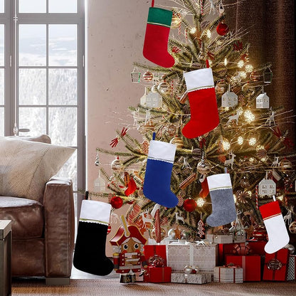 24 Pack Felt Christmas Stockings, Red & Green with Gold Trim, 19 Inches - Variation: Red & Green+24 Pack