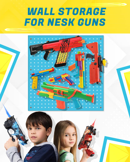 Skywin Peg Board for Nerf Gun Storage Organizer - Hanging Holder Compatible with All Blasters Nerf Gun Rack Organizer for Wall Organization (Blue)