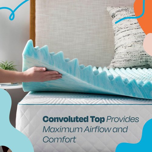 Linenspa Gel Memory Foam Mattress Topper - Reversible Egg Crate Design for Comfort - Full Size