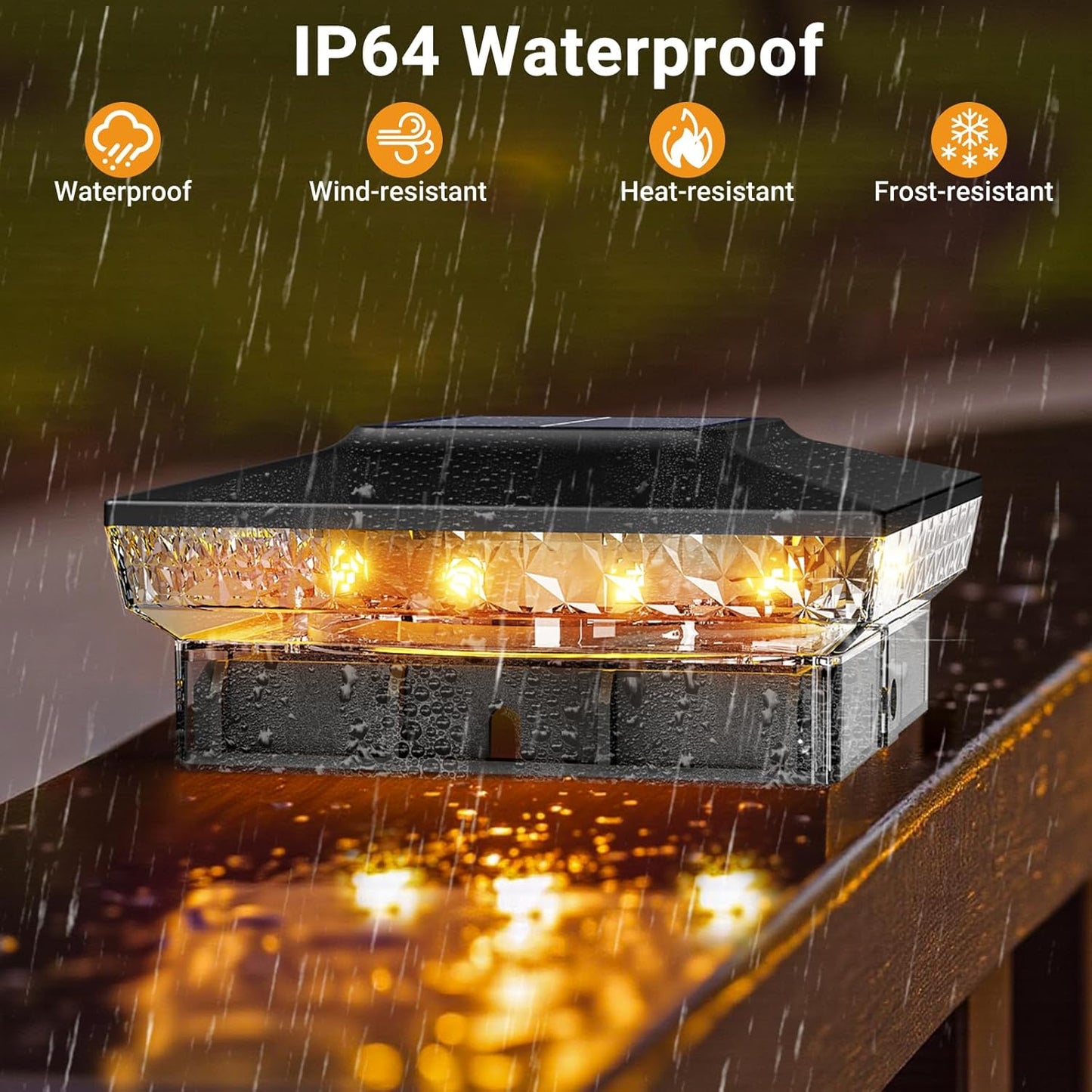 Btfarm Solar Post Cap Lights - 16 LED Waterproof Outdoor Lighting | 4-Pack for 4x4 & 3.5x3.5 Posts